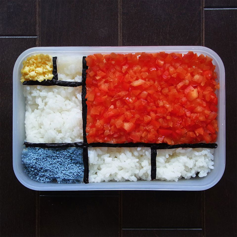 piet mondrain squares bento art