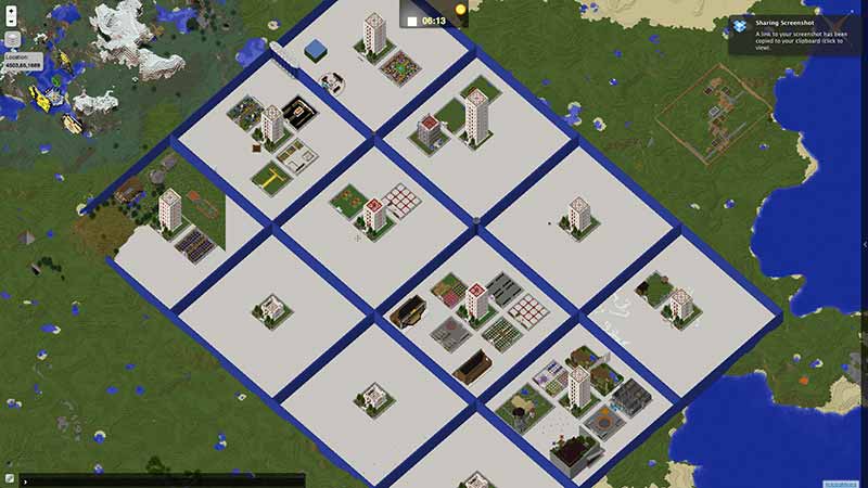 twelve square grid in minecraft of kotaba miner buildings