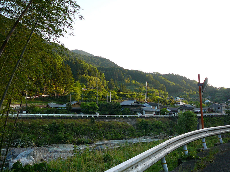 small town japan countryside green fields