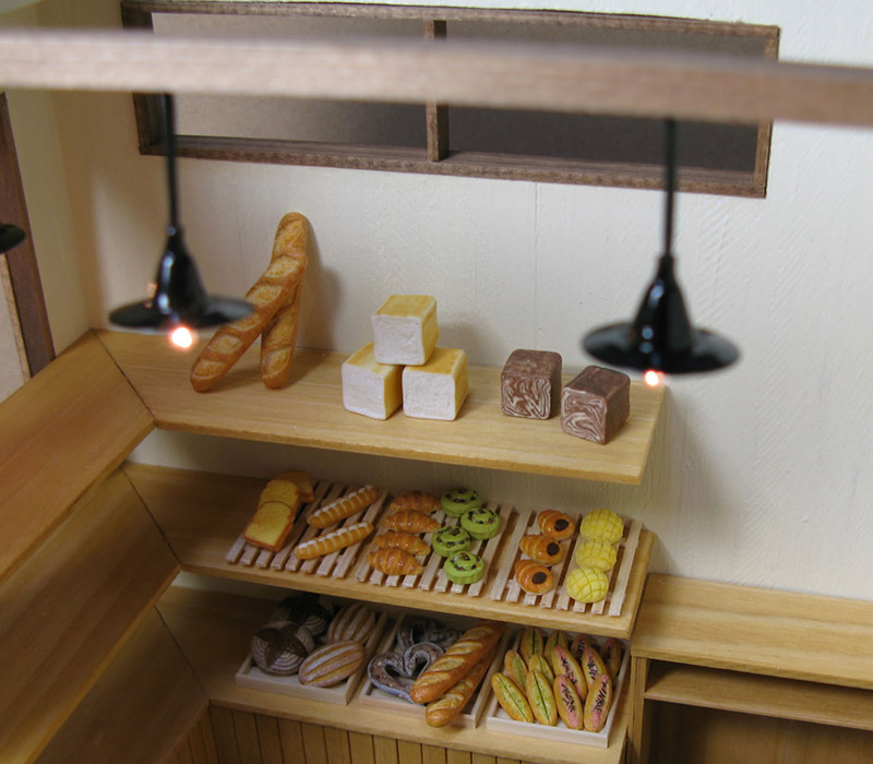 Miniature bakery with working lights