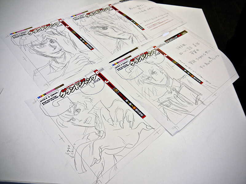 rough sketches of manga covers