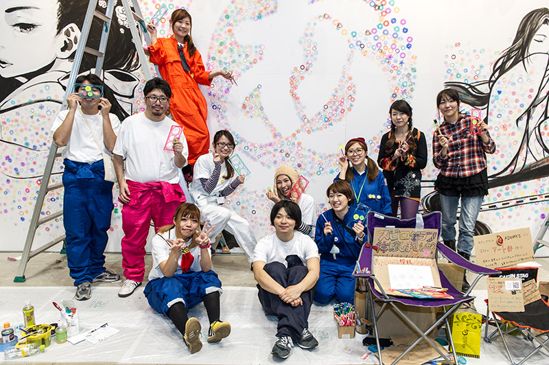 group of artists at design festa work clothes