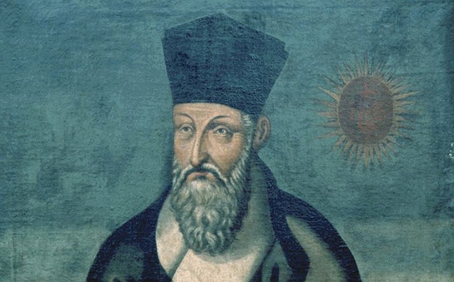 Painting of a Matteo Ricci with the sun in the background