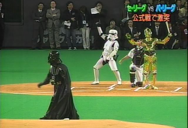 darth vader throws out the first pitch in japan