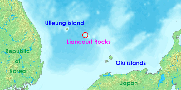 a map of the disputed dokdo or takeshima islands