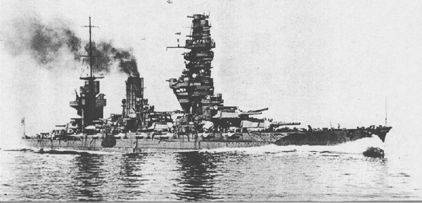 Japanese battleship under steam