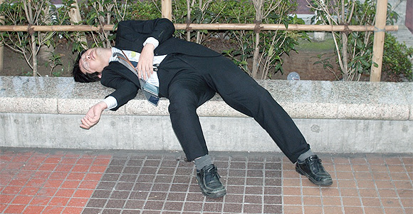 Japanese man suffering from karoshi