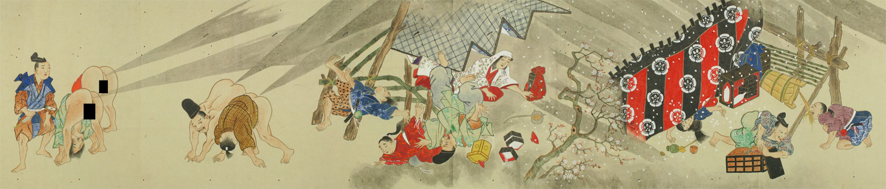 Scroll depicting a massive Japanese fart battle