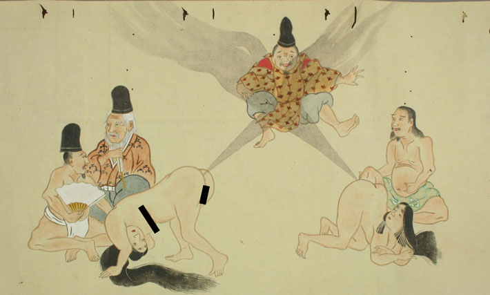 A pair of Japanese women farting to levitate a person