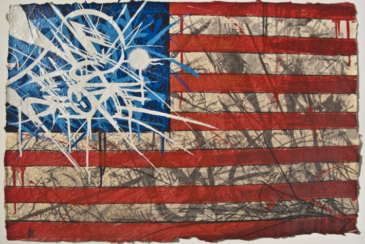 Artsy graffiti-style American flag