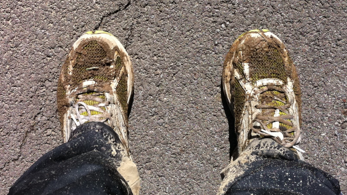 Dirty, muddy tennis shoes