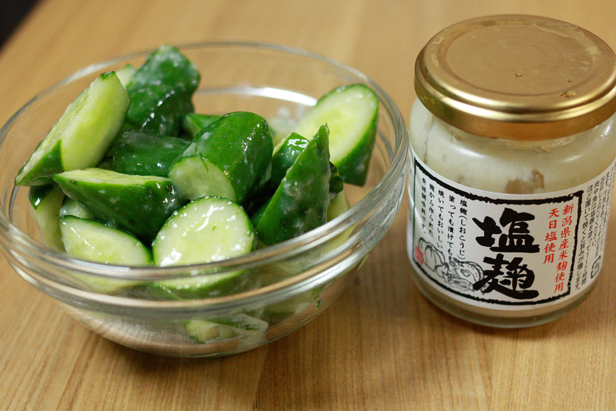 japanese cucumbers and fermented salt