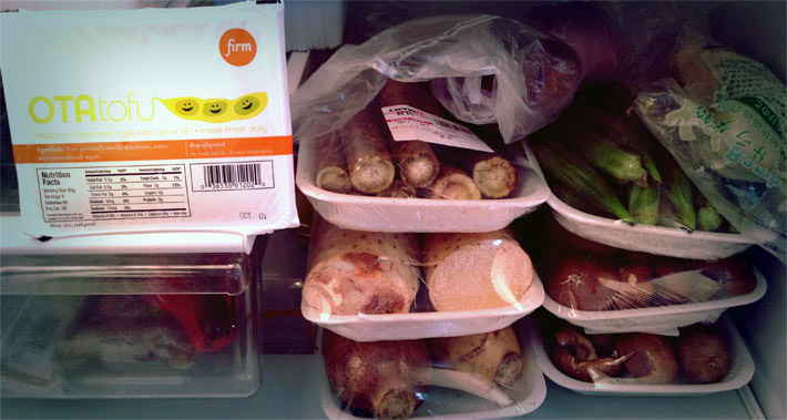 shojin ryori ingredients in a fridge