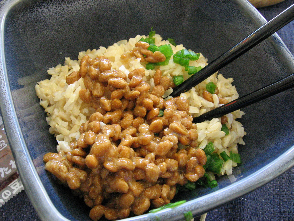 slimy natto on rice