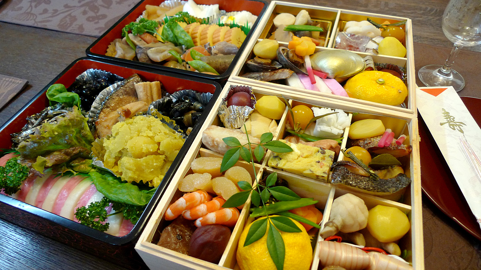 spread of classic japanese foods