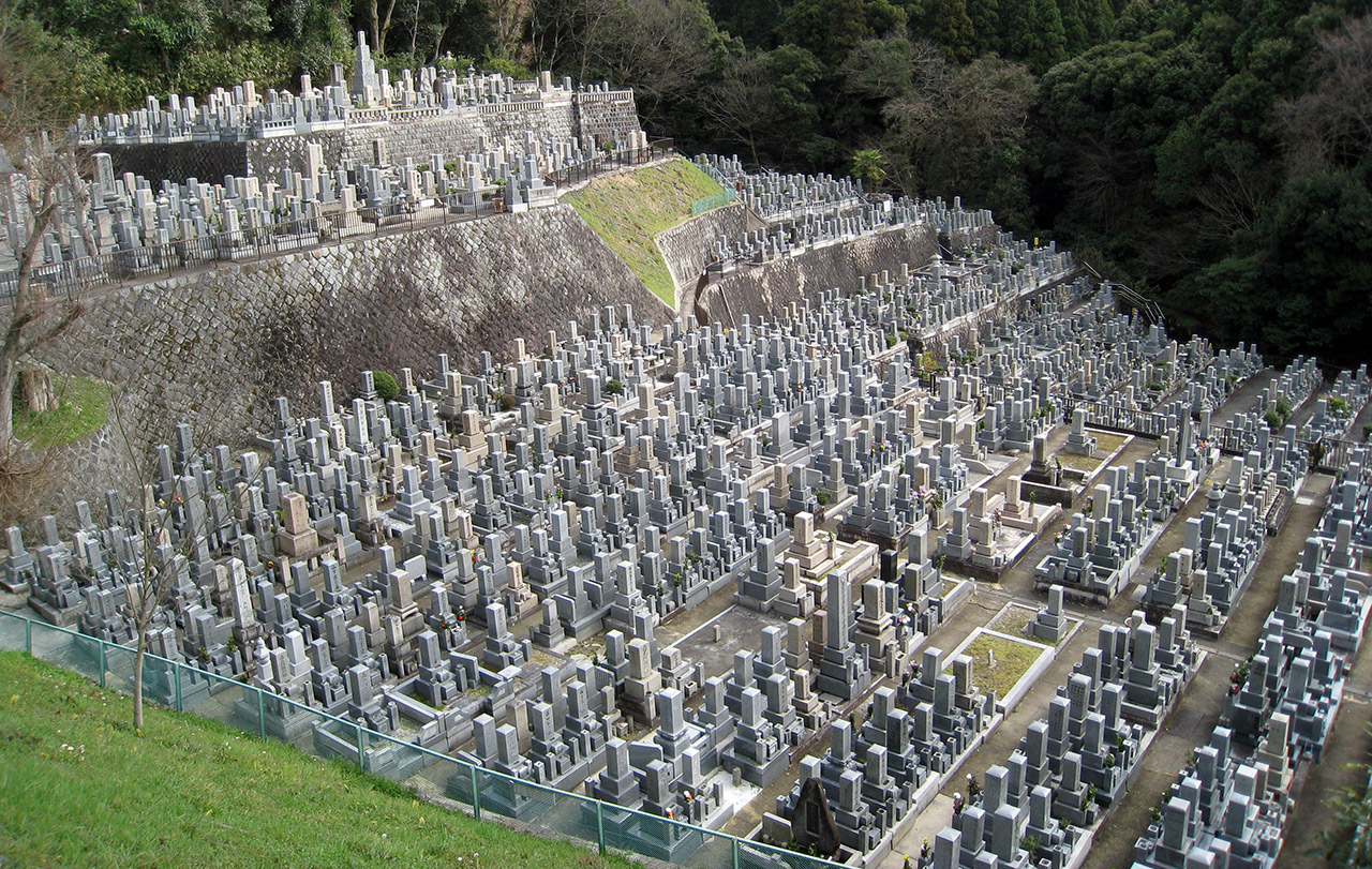 a massive hakaba graveyard in kyoto