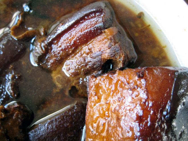 Plate of braised belly pork