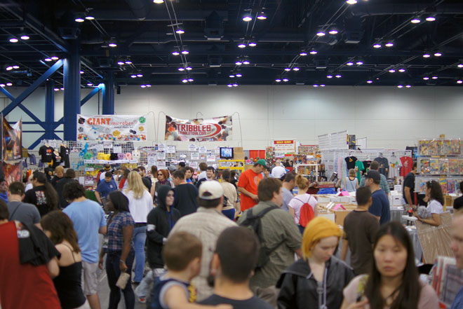 Vendors at a convention selling Japanese music