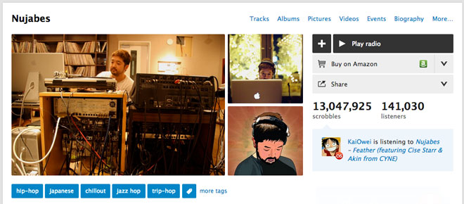 The last.fm page of legendary Japanese DJ Nujabes