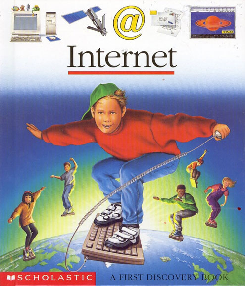 Boy surfing the web with a keyboard