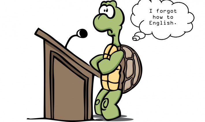 Clipart of a turtle who forgot how to speak English