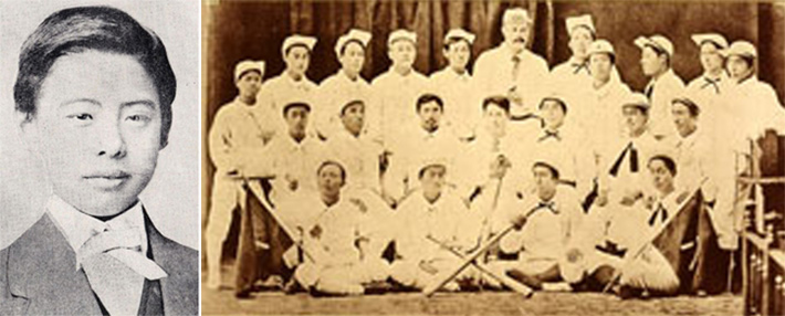 old photograph of Japanese baseball team from 1800s