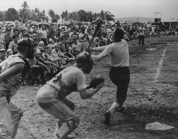 allied soldiers from wwii playing baseball