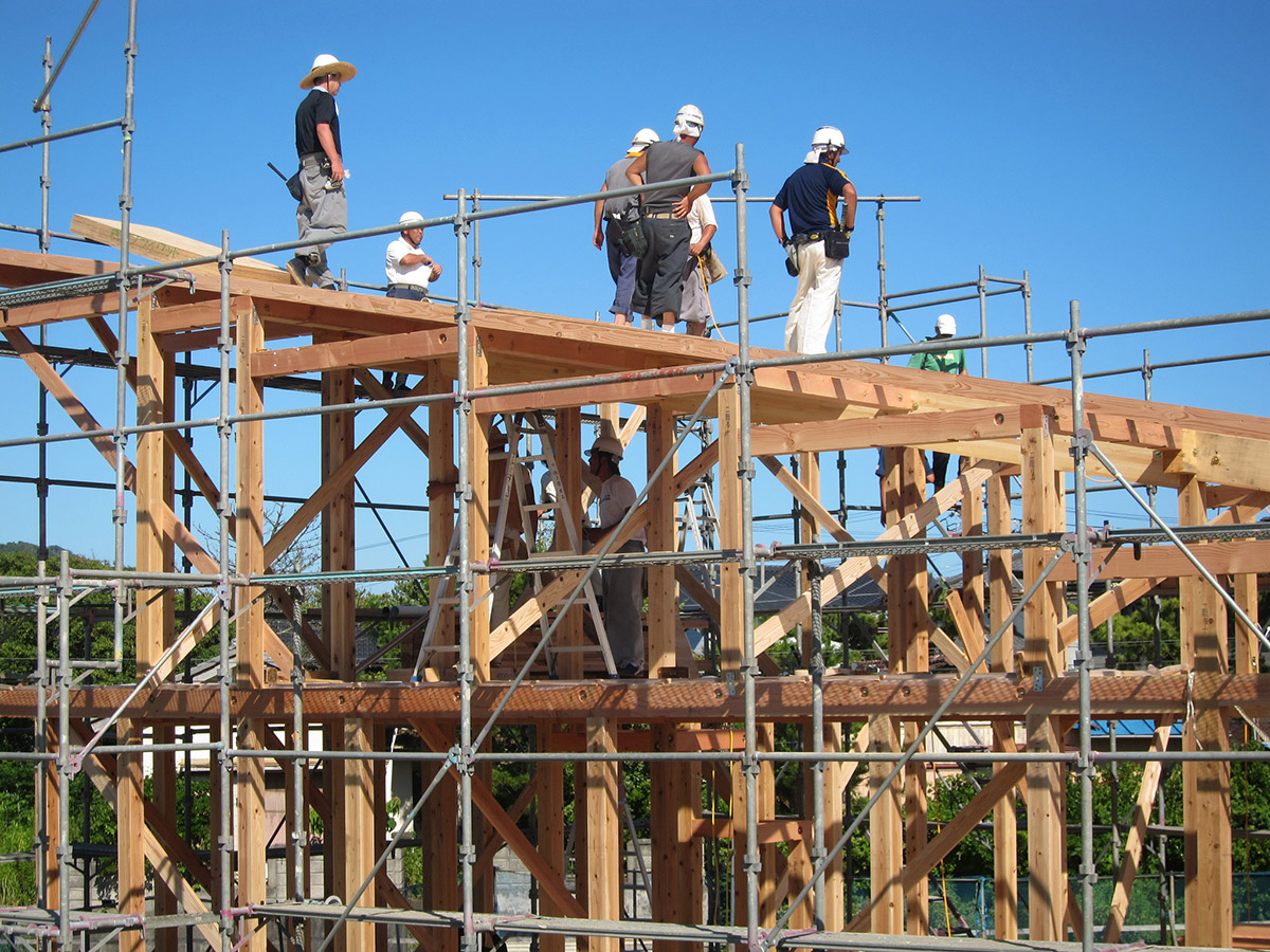 Japanese construction workers on the job