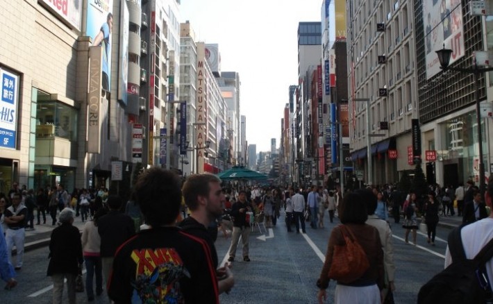 A street in Tokyo closed for golden week crowds