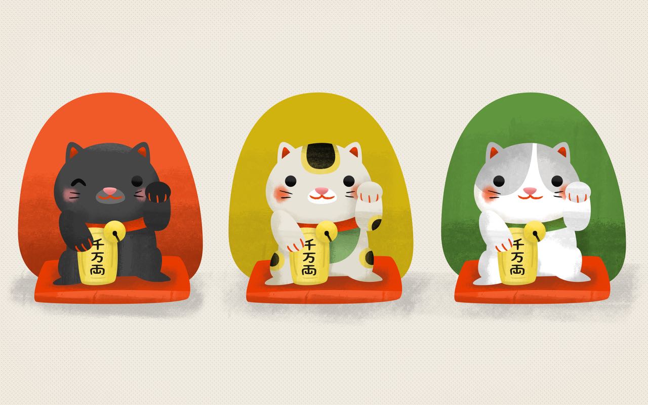Details about / Japanese 2/"H Black Maneki Neko Lucky Cat for SAFETY N...