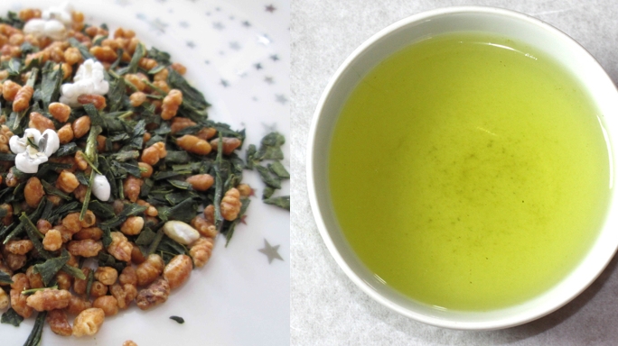 green tea with roasted brown rice