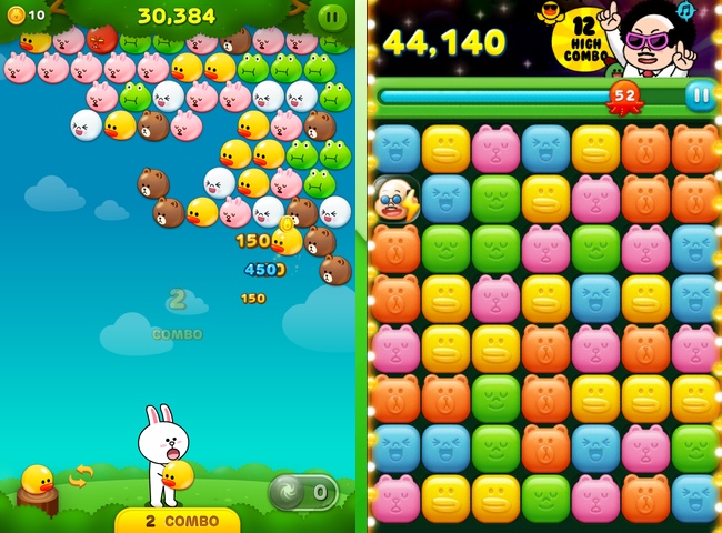 An example of two games that are playable on LINE