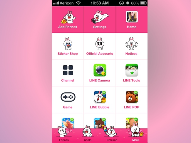 A custom pink theme for the LINE user interface