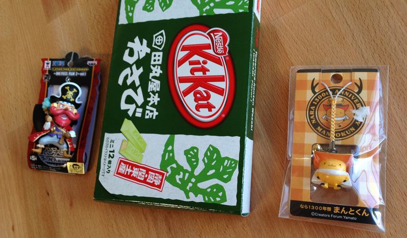 Wasabi KitKats, One Piece key chain, Nara mascot phone charm