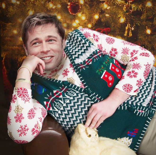 brad pitt christmas sweater