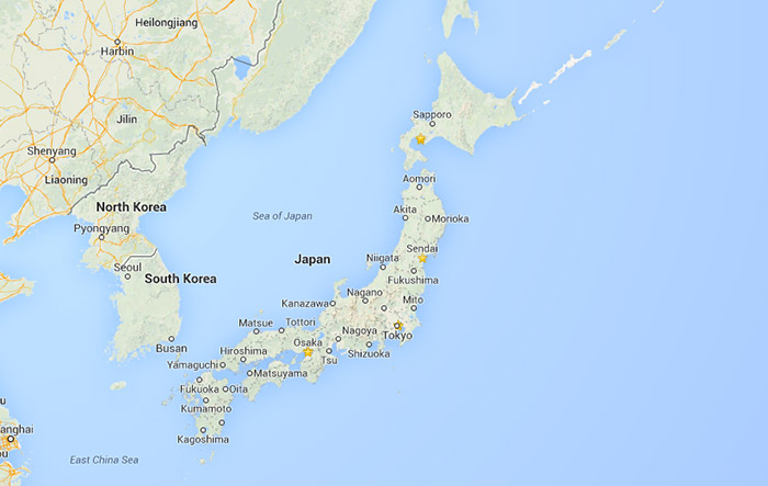 A map showing Japan's relation to the Senkaku Islands