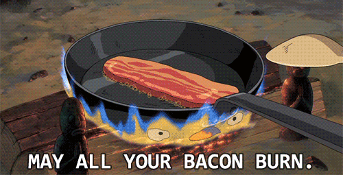 animated bacon cooked on a skillet