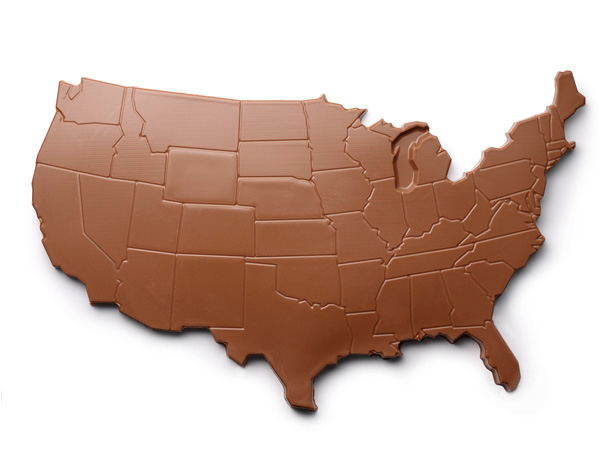 Chocolate shaped as the mainland United States