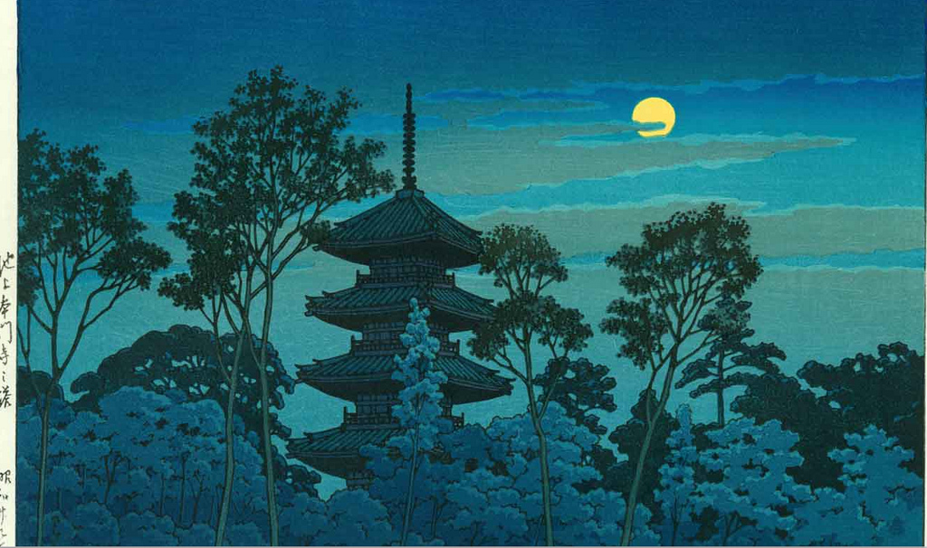 kleur in japan blue night woodblock print