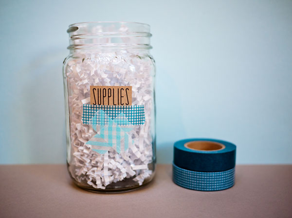 washi tape label on jar