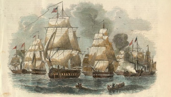 Commodore Matthew Perry's fleet visits the Ryukyu Islands