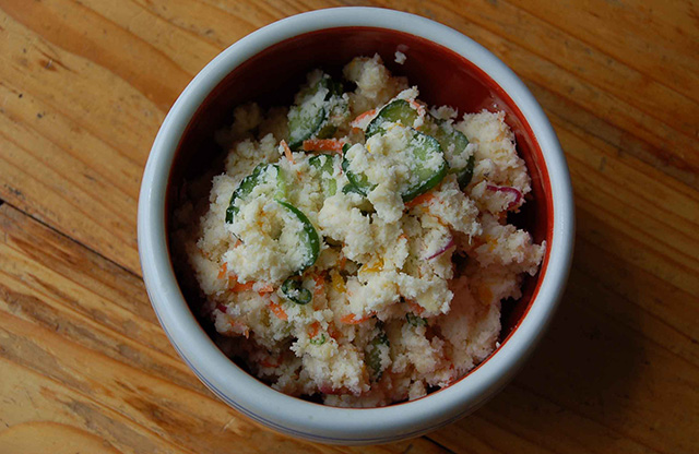 okara soy bean curd in a dish