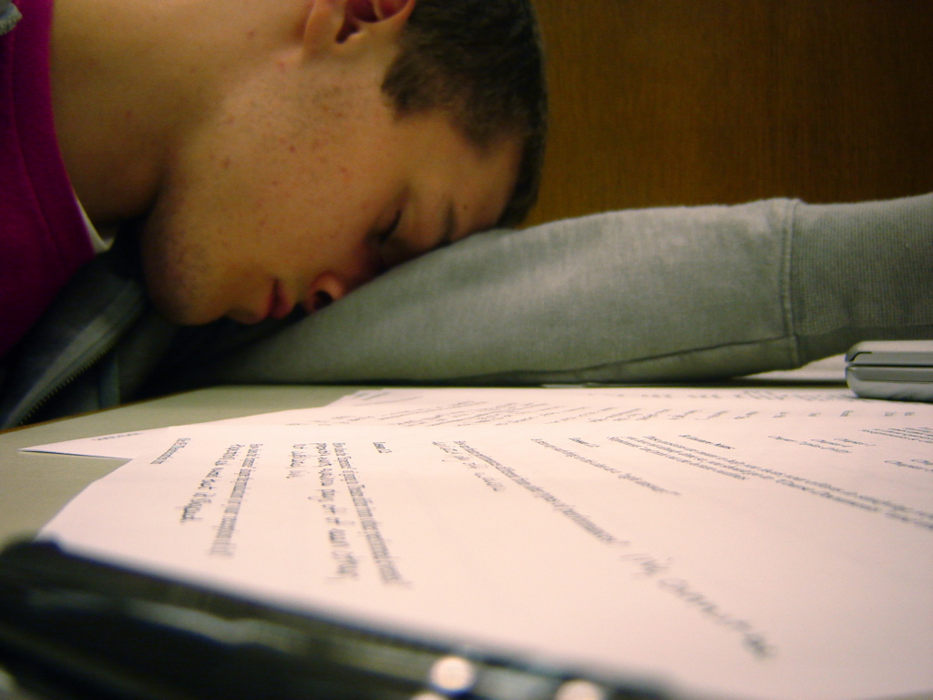 a guy passed out from cramming