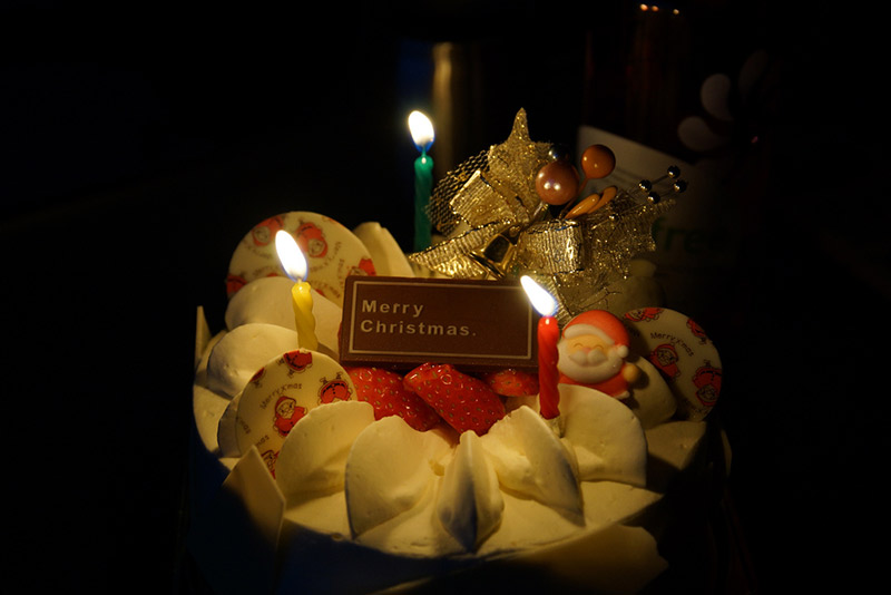 holiday cake with candles