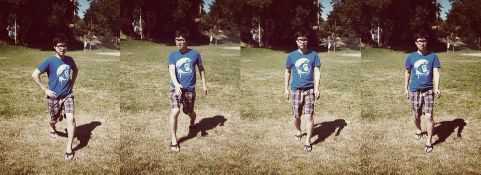 Sequential images of a man walking