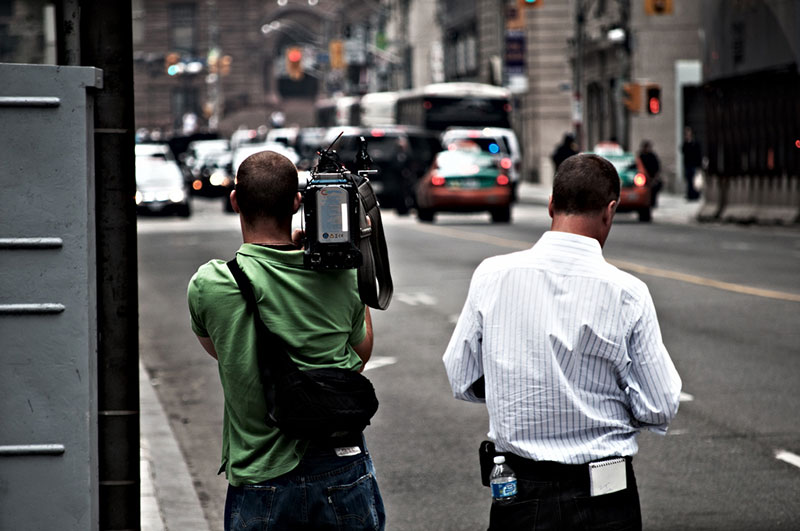 Japanese reporter and cameraman