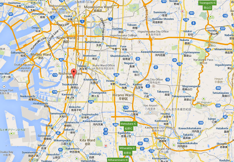 Google map of Nishinari war in Osaka Japan