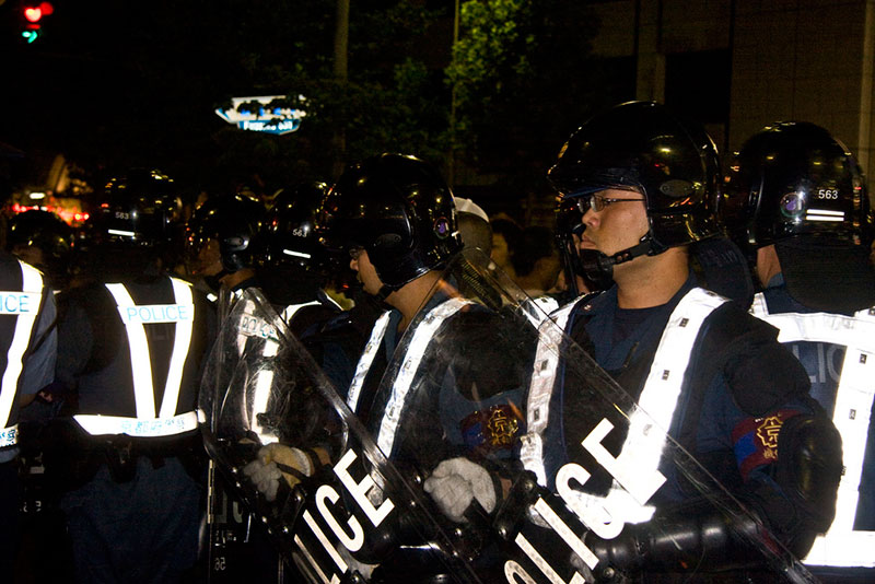 Japanese police in riot gear