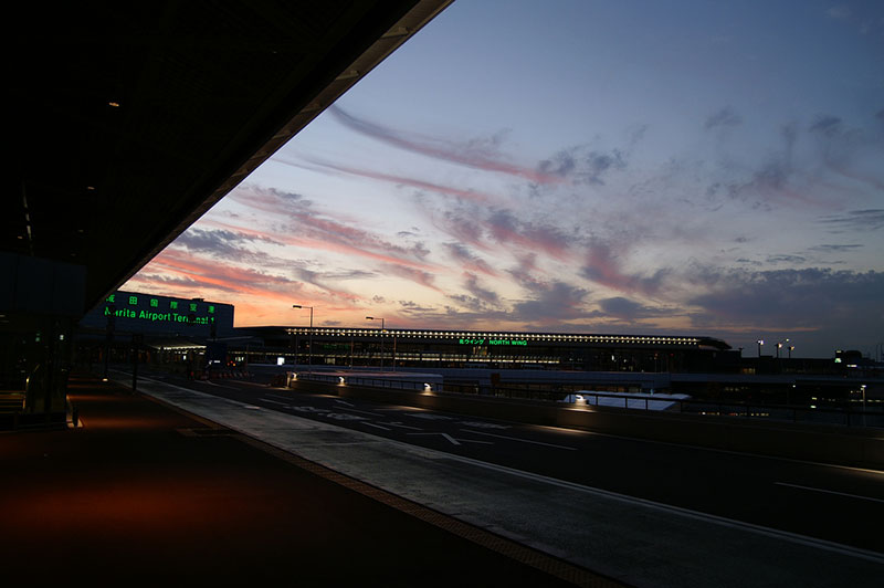 Narita airport at dusk