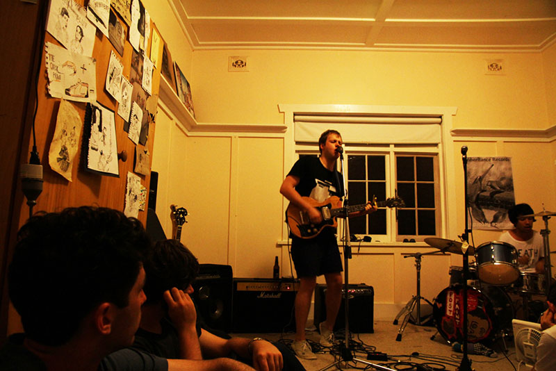 Teenagers holding a tiny concert